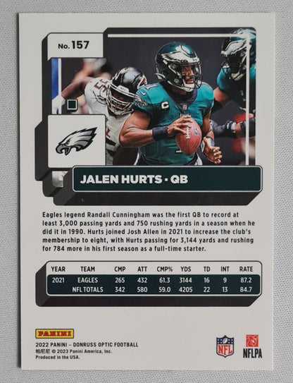 Jalen Hurts - 2022 Panini Donruss Optic Football #157 NFL Philadelphia Eagles