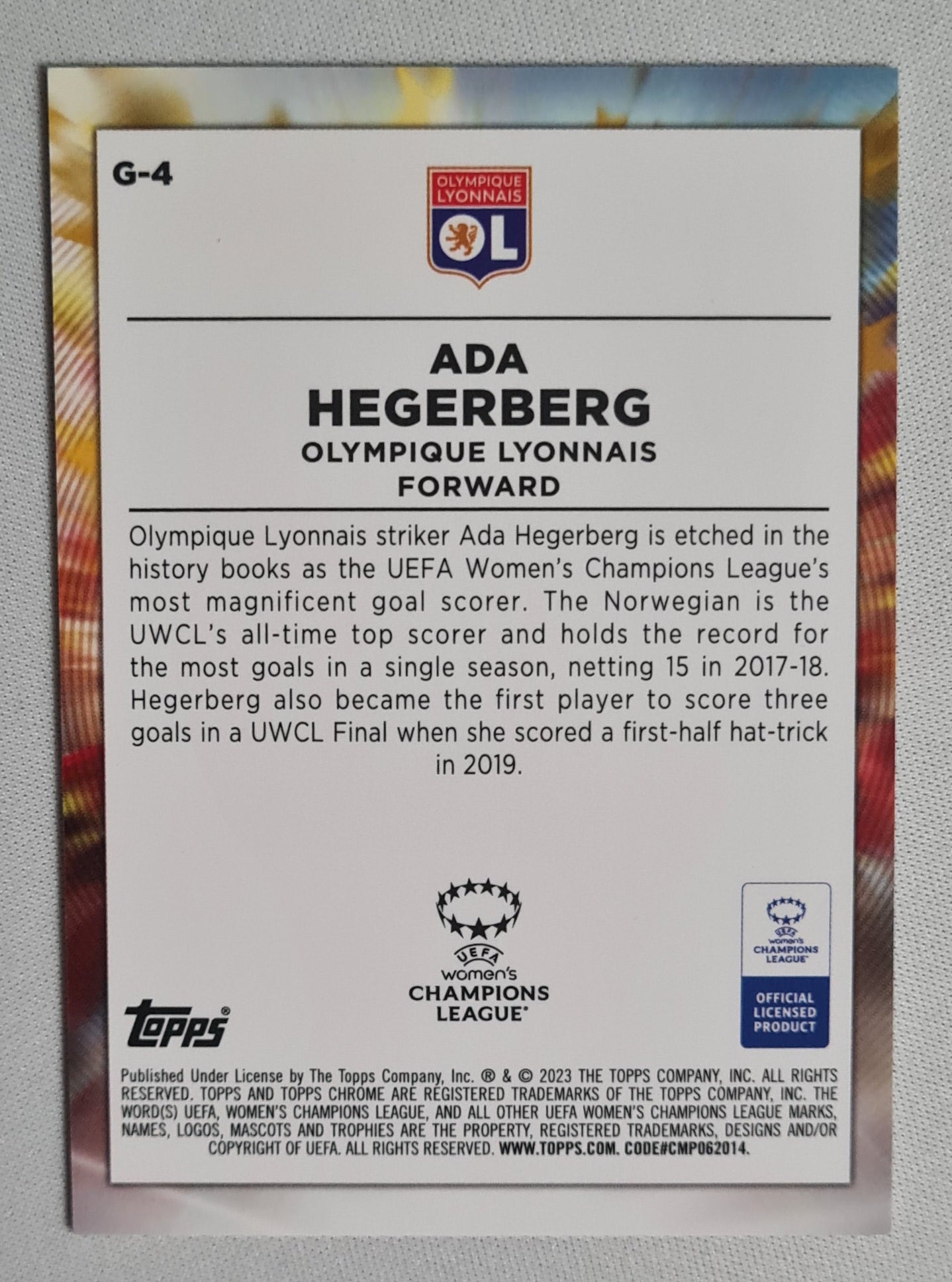 Ada Hegerberg - 2023 Topps Chrome "Golazo" #CM-3 (RC) Women Champions League