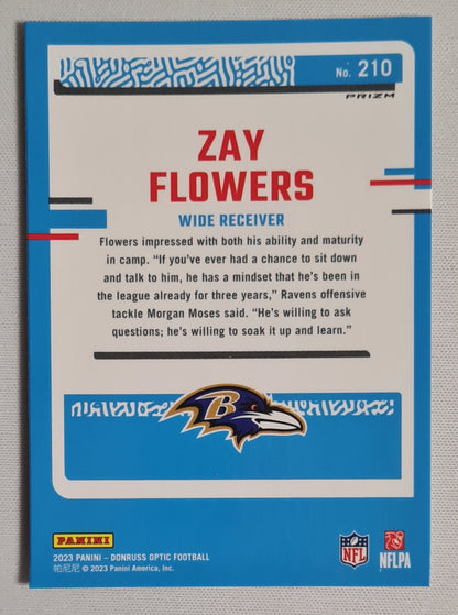 Zay Flowers - 2023 Panini Donruss Optic Football #210 Rated Rookie Card - Holo Prizm