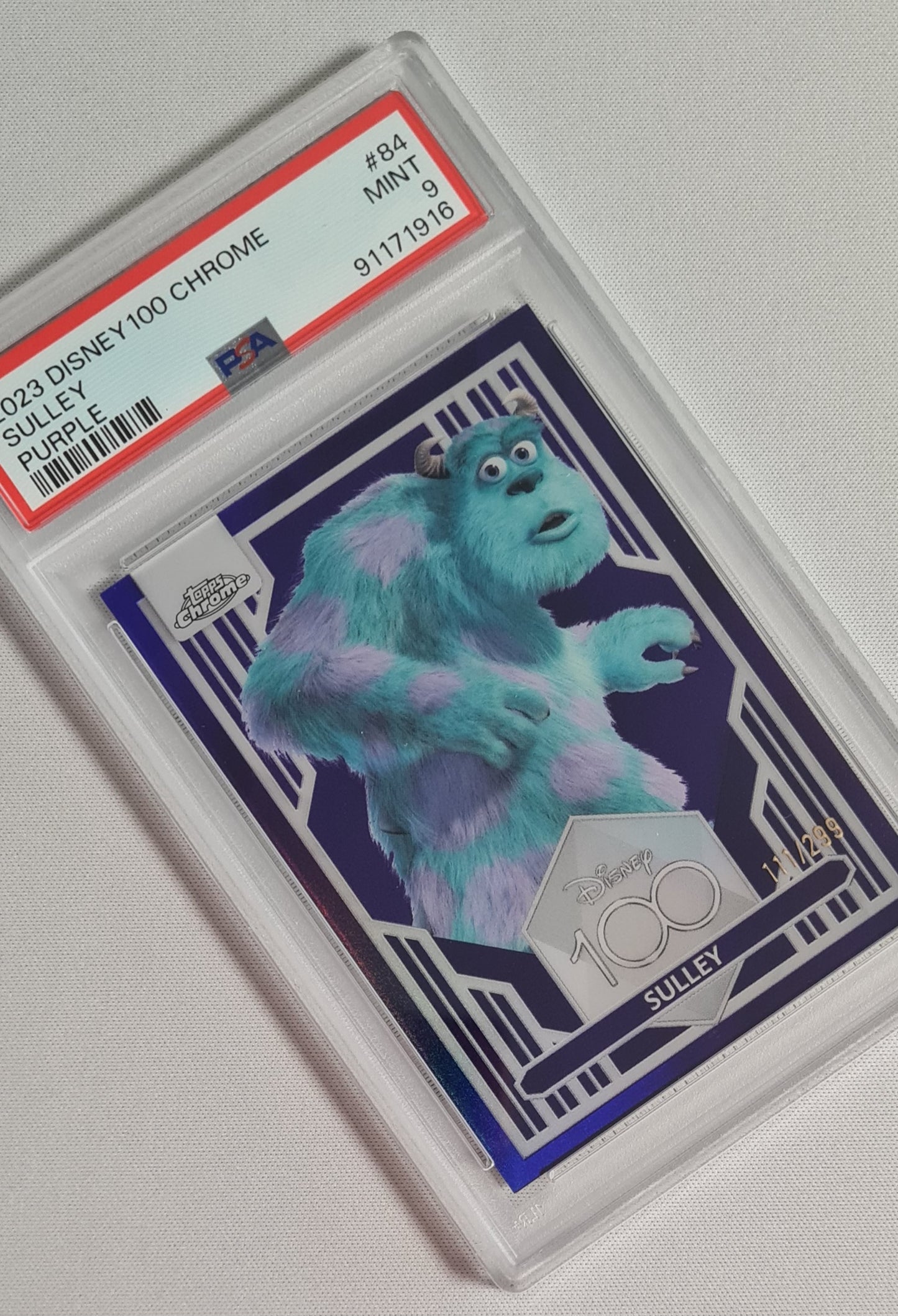 Sulley - 2023 Topps Chrome Disney 100 #84 Purple /299 PSA 9 MINT