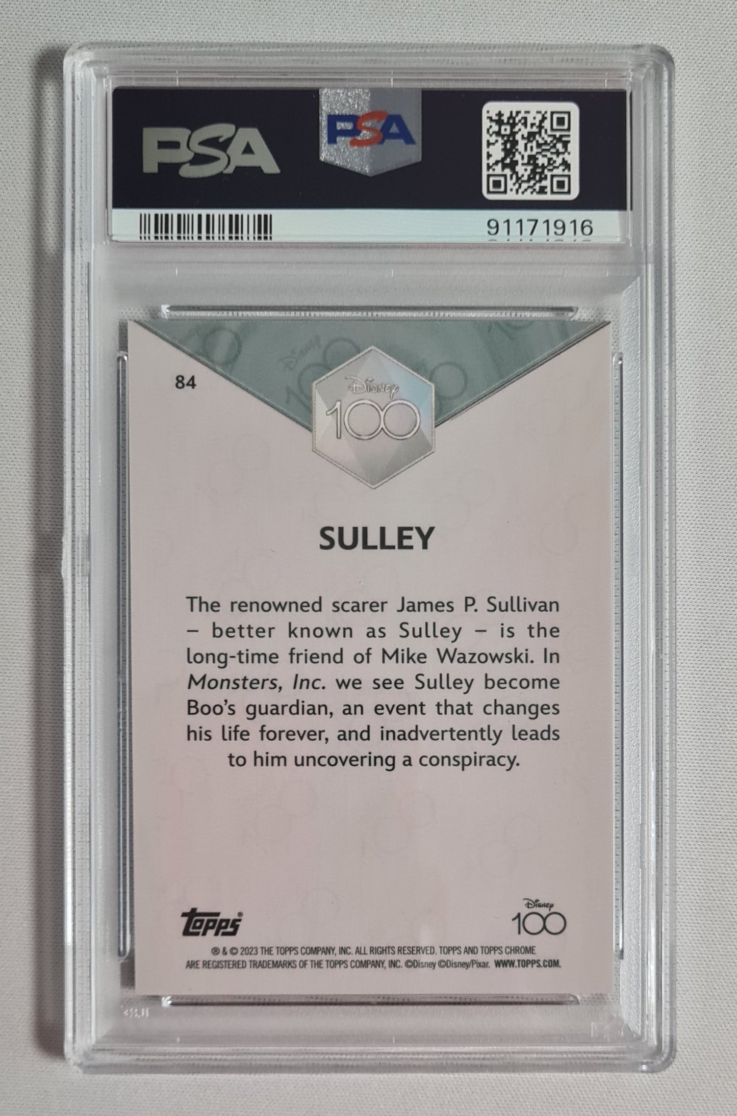 Sulley - 2023 Topps Chrome Disney 100 #84 Purple /299 PSA 9 MINT