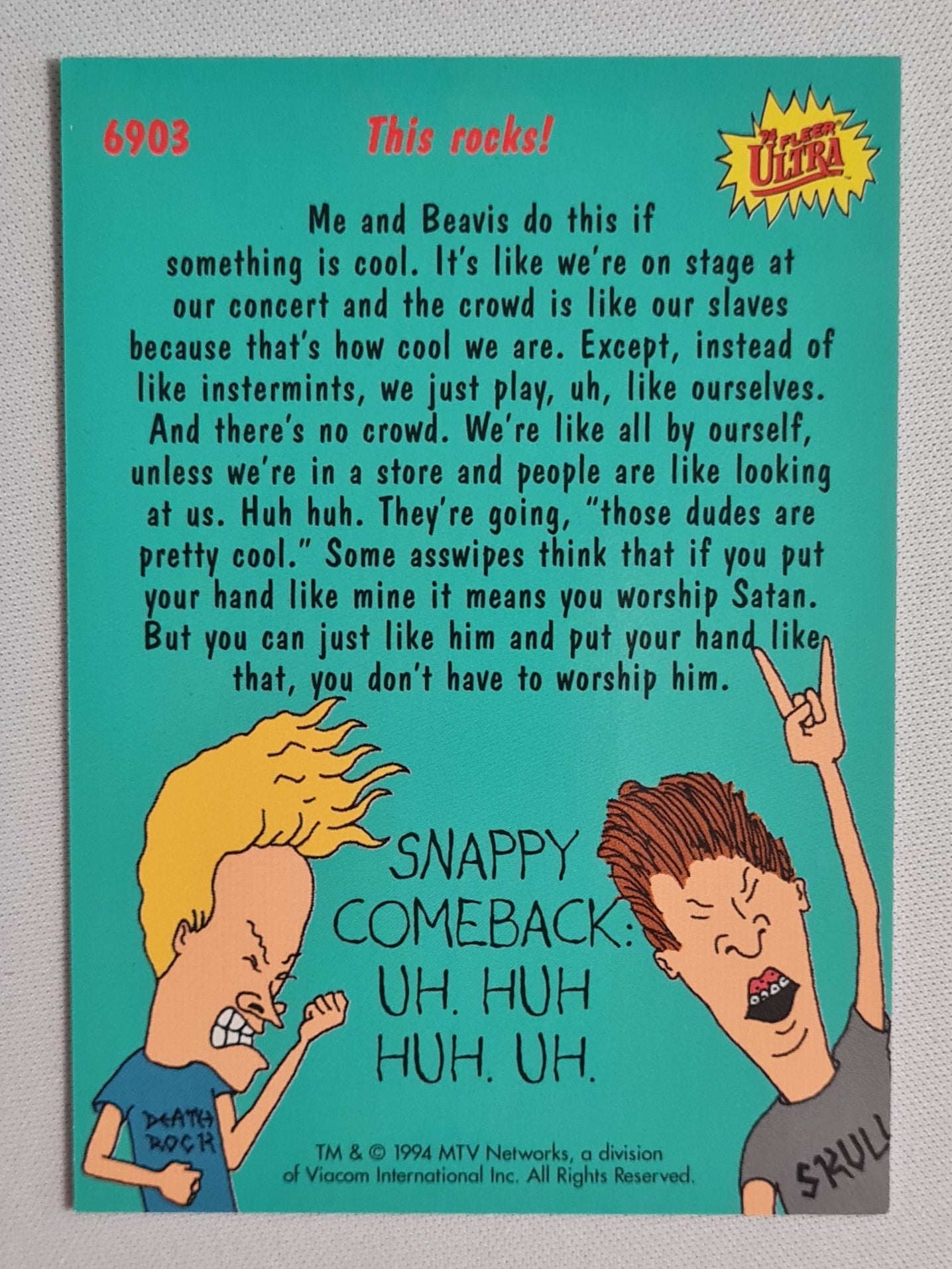 Beavis and Butt-Head -1994 Fleer Ultra MTV Network - This Rocks! #6903