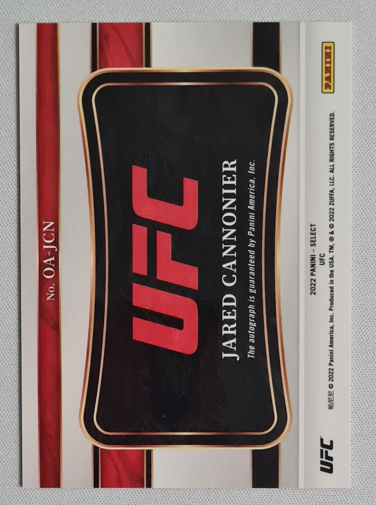 Jared Cannonier - 2022 Panini Select UFC #OA-JCN "Octagon Action Signatures" /Autograph