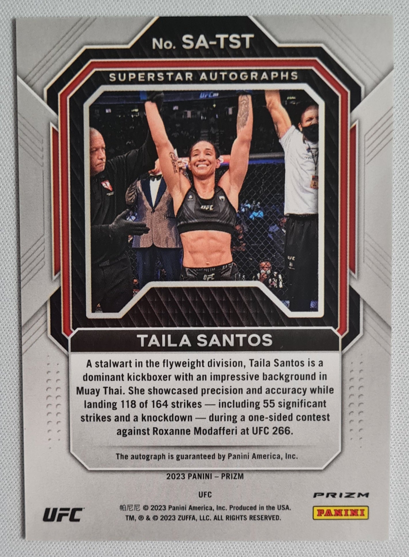 Taila Santos - 2023 Panini Prizm UFC Superstar Autographs #SA-TST Silver Disco /Autograph