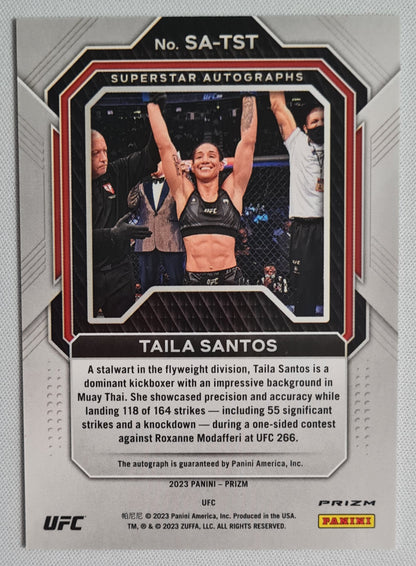 Taila Santos - 2023 Panini Prizm UFC Superstar Autographs #SA-TST Silver Disco /Autograph