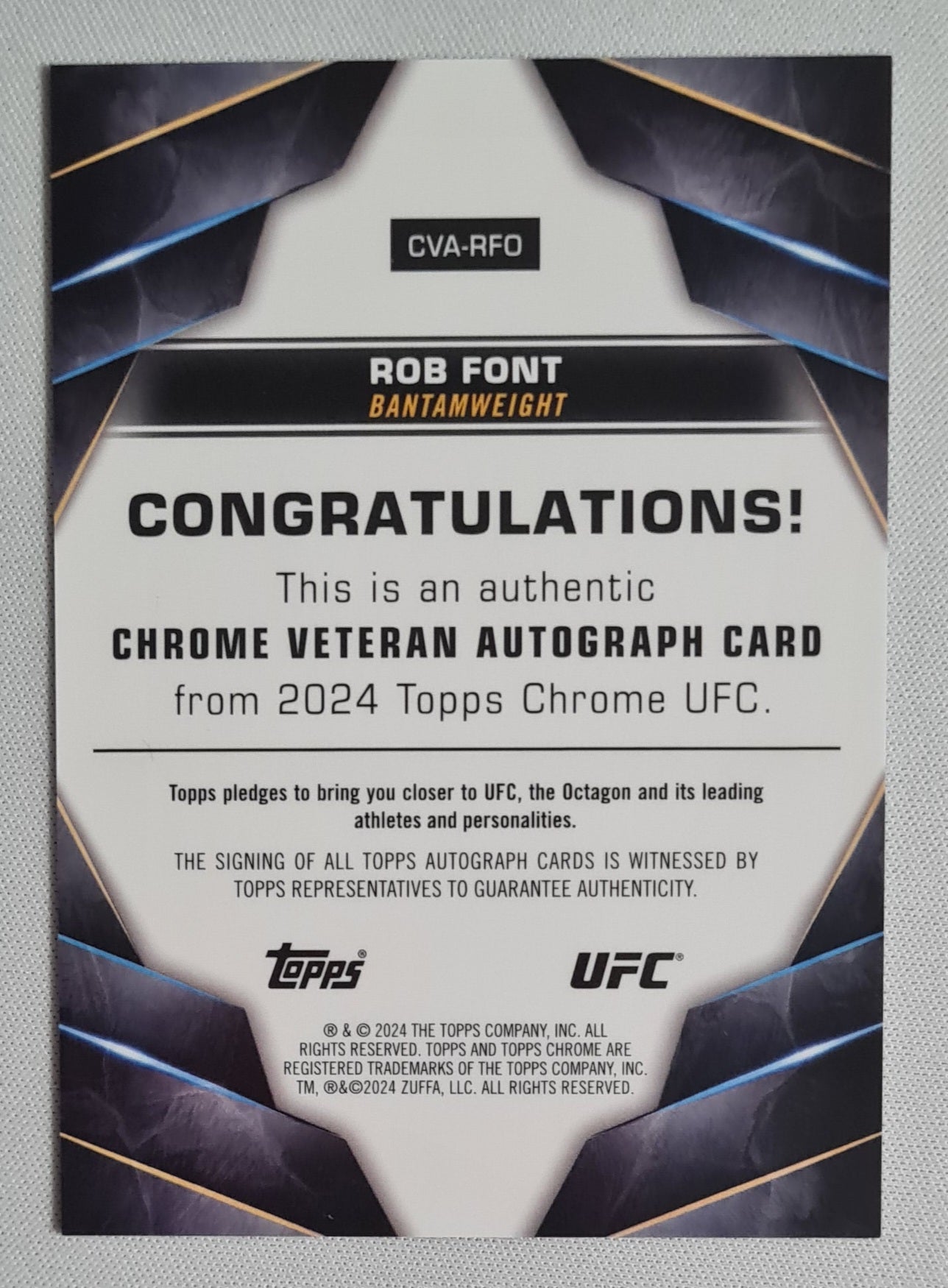 Rob Font - 2024 Topps Chrome UFC #CVA-RFO /Autograph