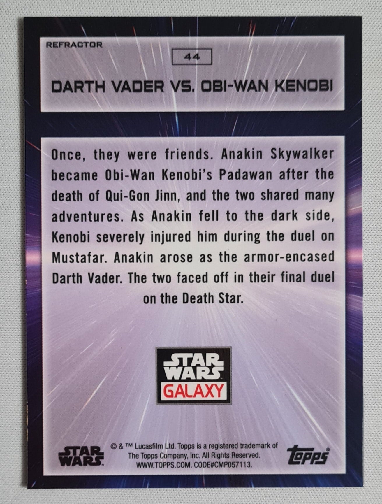 Darth Vader vs Obi-wan Kenobi - Topps Star Wars Galaxy  #44 Refractor