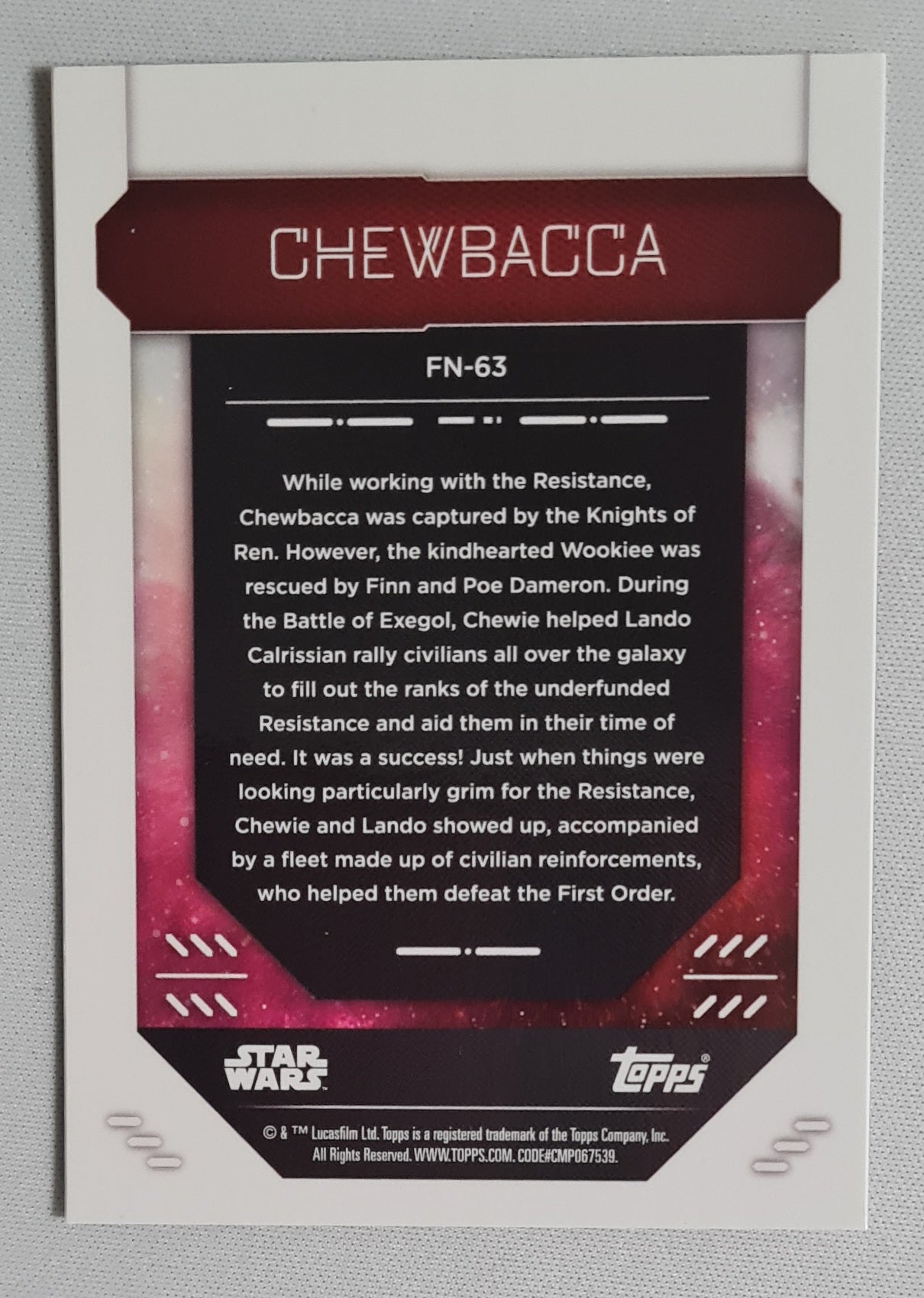 Chewbacca - Topps Chrome Star Wars #FN-63 - Star Wars: The Rise of Skywalker