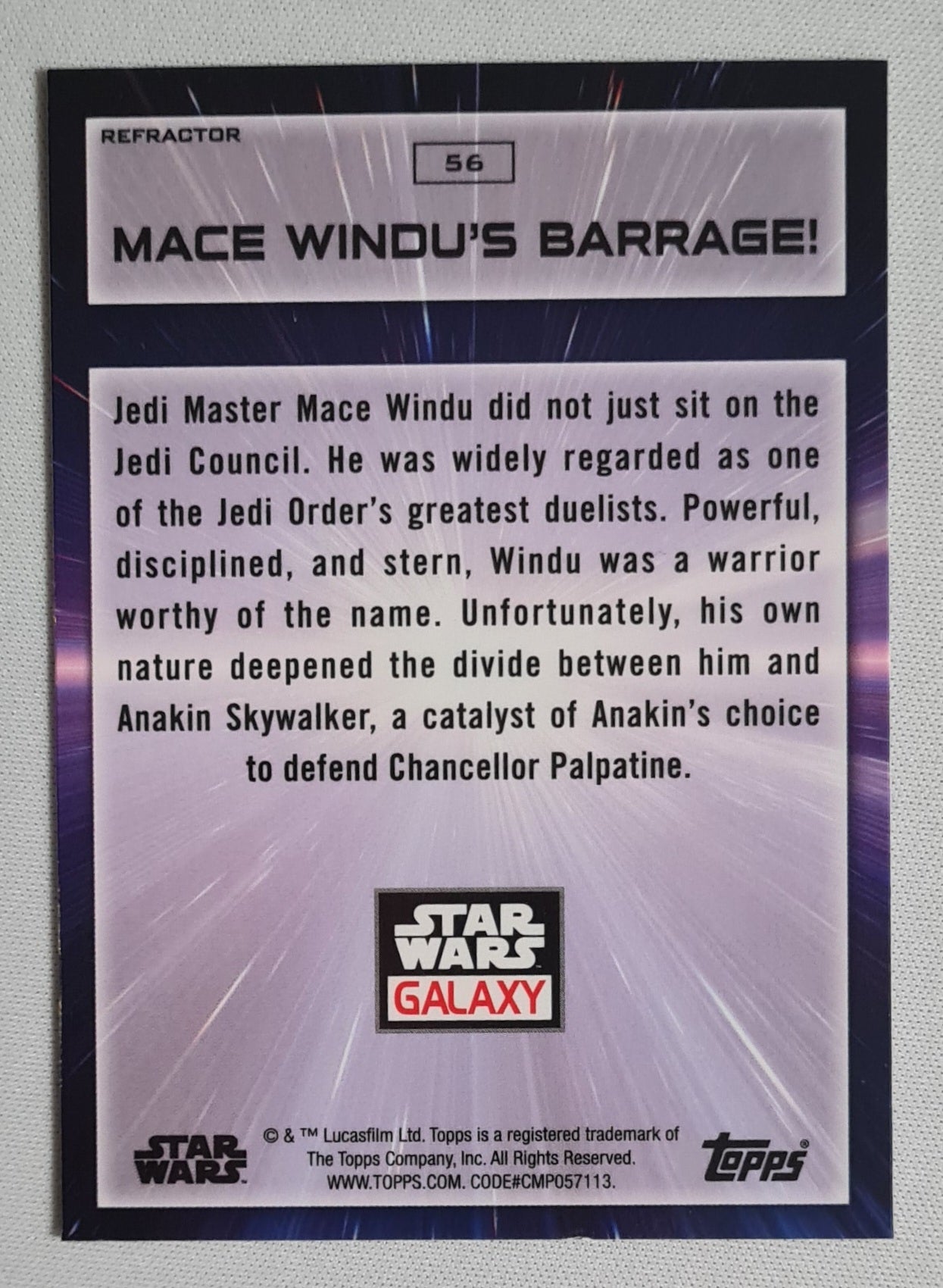 Mace Windu's Barrage! - Star Wars Galaxy Chrome #56 Refractor