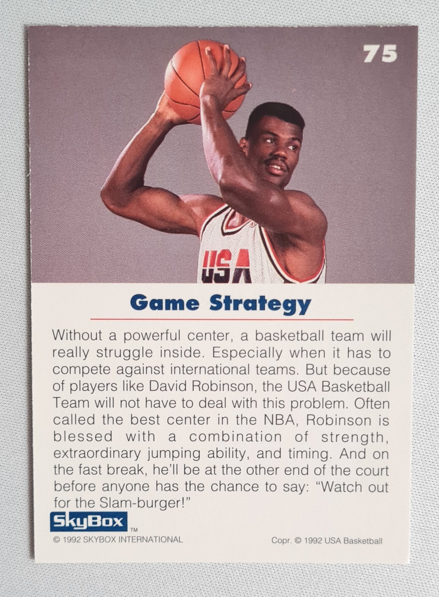 David Robinson - 1992 SkyBox USA Basketball Game Strategy #75