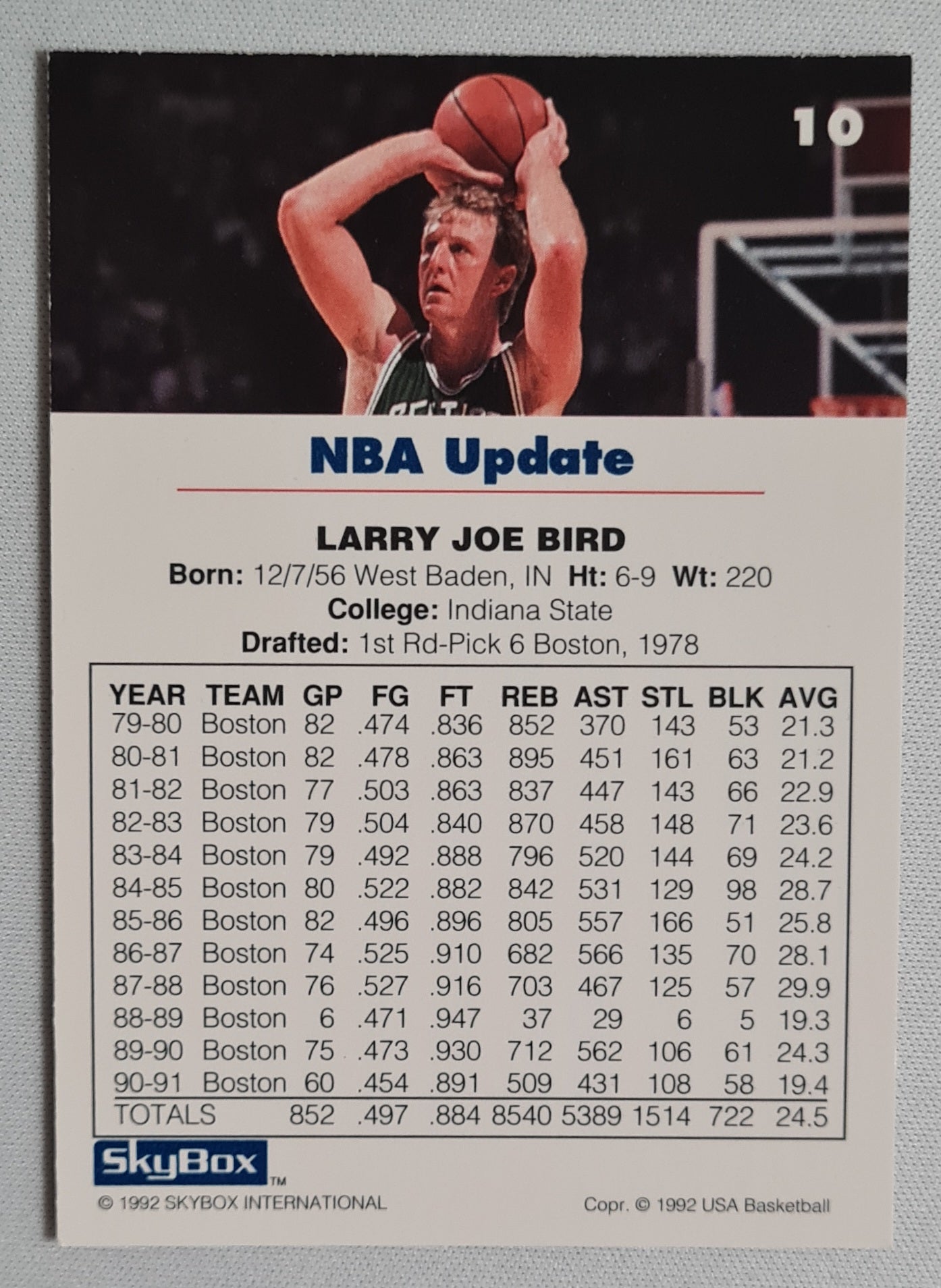 Larry Bird - 1992 SkyBox USA Basketball NBA Update #10