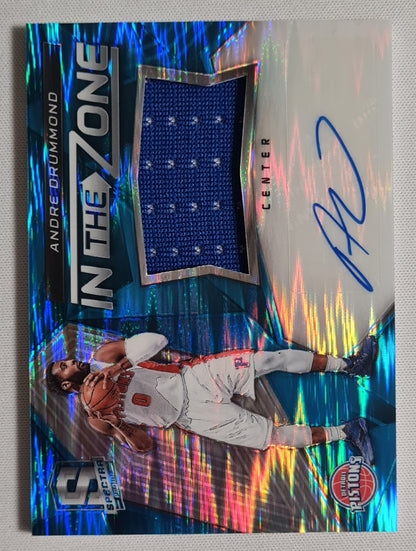 Andre Drummond - 2016-17 Panini Spectra In the Zone Memorabilia Neon Blue /99 Autograph