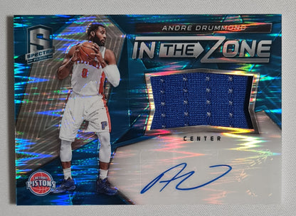 Andre Drummond - 2016-17 Panini Spectra In the Zone Memorabilia Neon Blue /99 Autograph