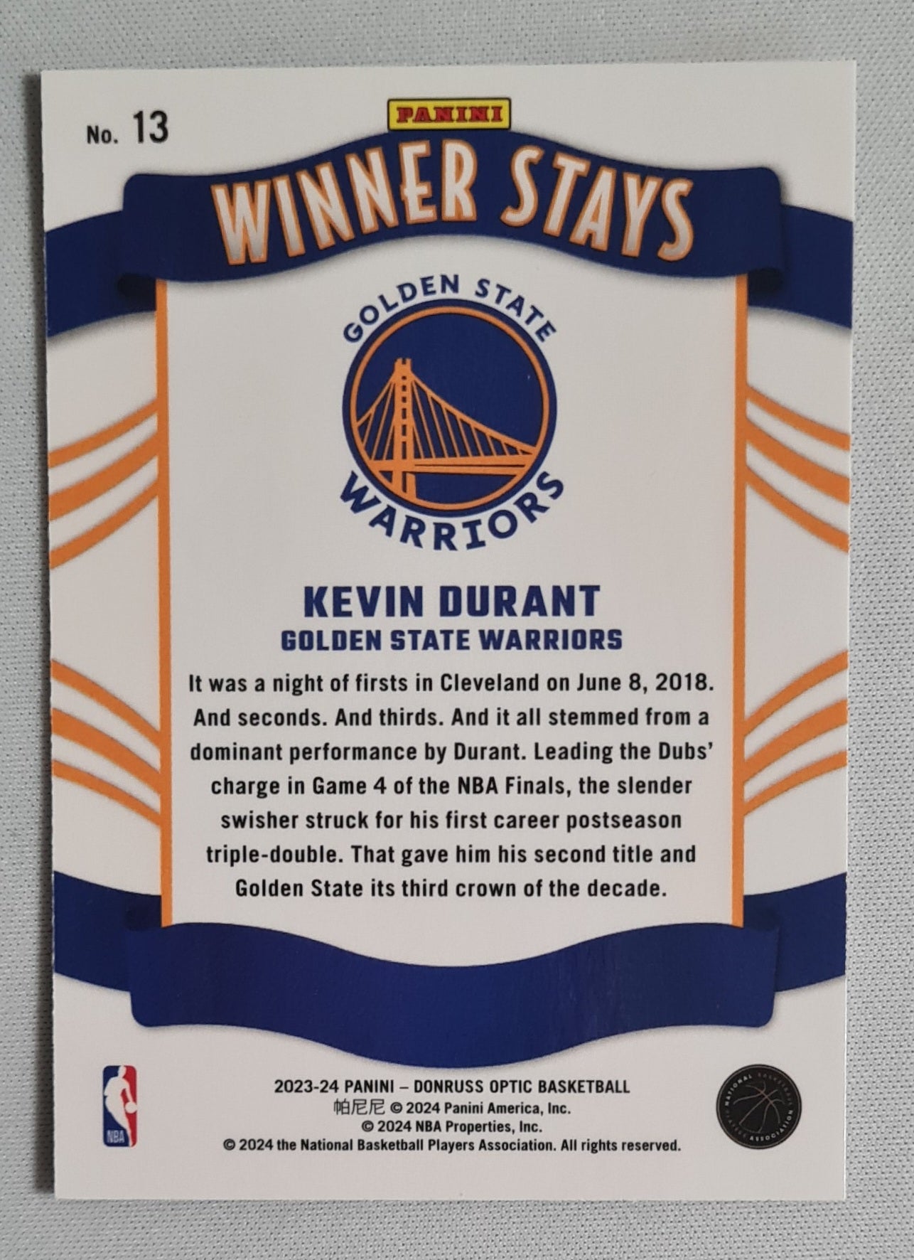 Kevin Durant - 2023/24 Panini Donruss Optic Winner Stays #13