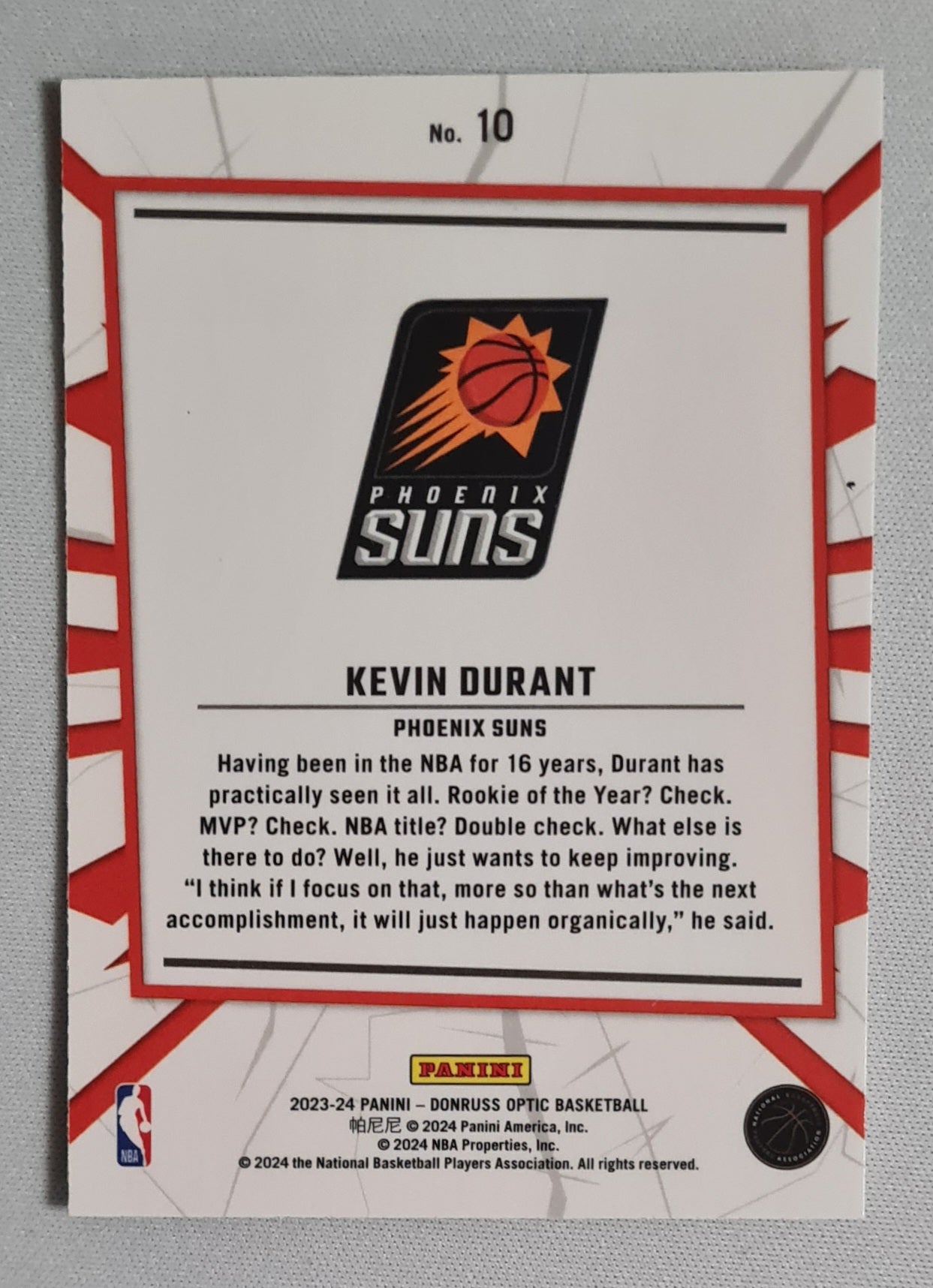 Kevin Durant - 2023/24 Panini Donruss Optic My House #10