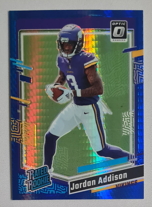 Jordan Addison - 2023 Donruss Optic Rated Rookie Blue Hyper #271 Minnesota Vikings