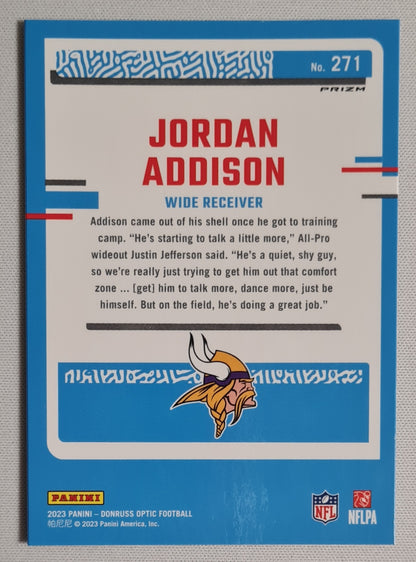 Jordan Addison - 2023 Donruss Optic Rated Rookie Blue Hyper #271 Minnesota Vikings