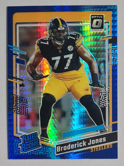 Broderick Jones - 2023 Donruss Optic Rated Rookie Blue Hyper #285 Pittsburgh Steelers