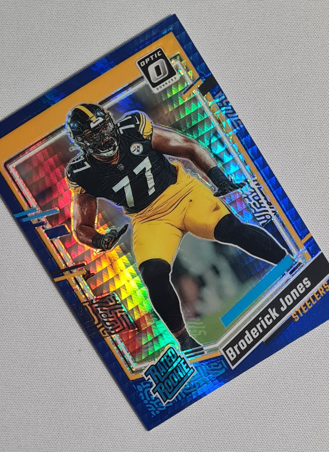 Broderick Jones - 2023 Donruss Optic Rated Rookie Blue Hyper #285 Pittsburgh Steelers