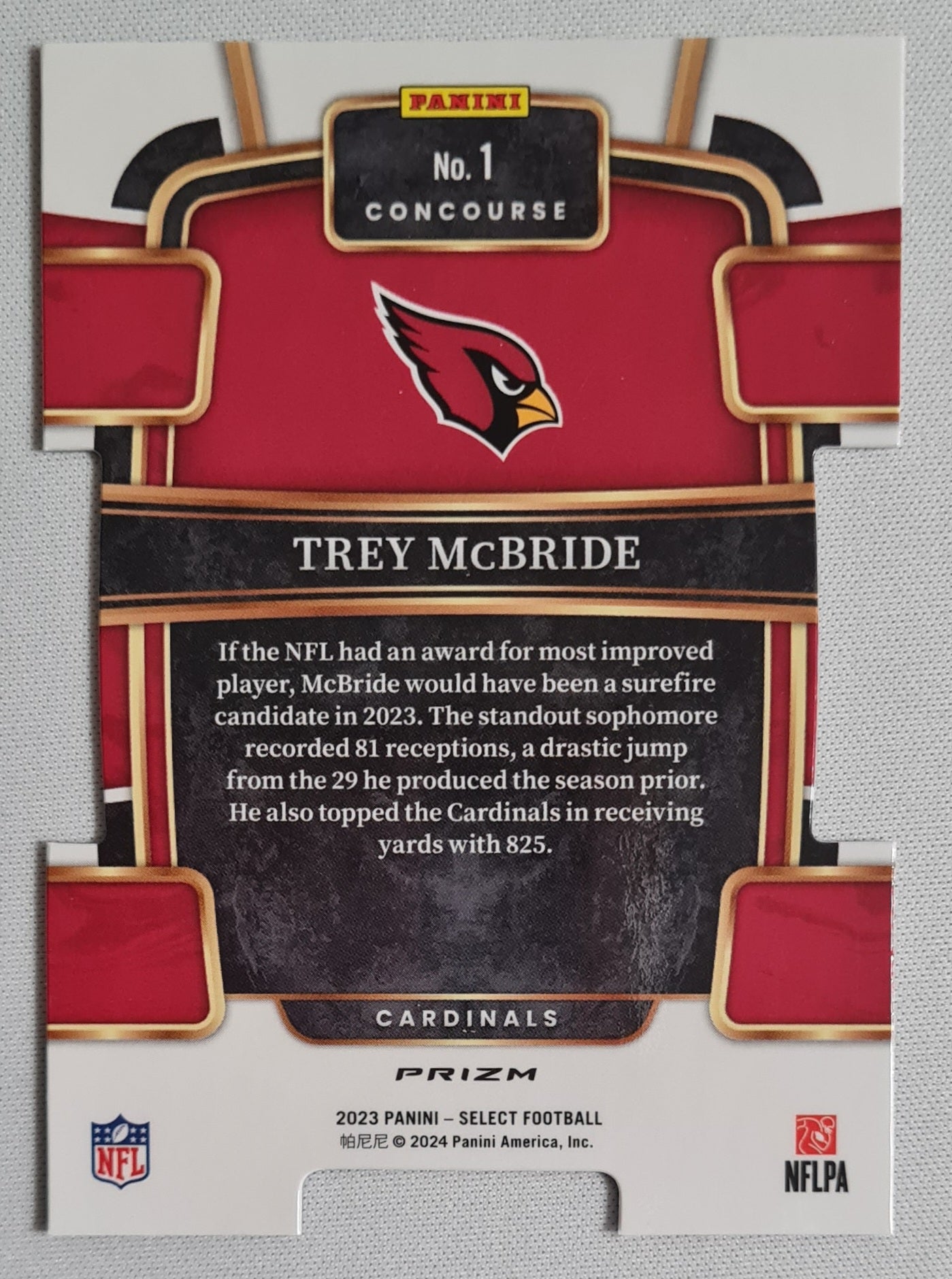 Trey McBride - 2023 Panini Select Red & Blue Concourse Die Cut #1 Arizona Cardinals