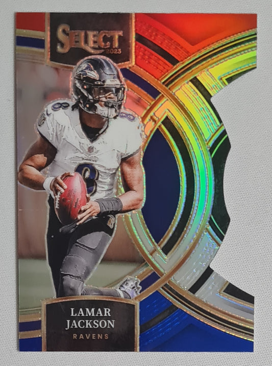 Lamar Jackson - 2023 Panini Select Red & Blue Premier Level Die-Cut #190 Baltimore Ravens