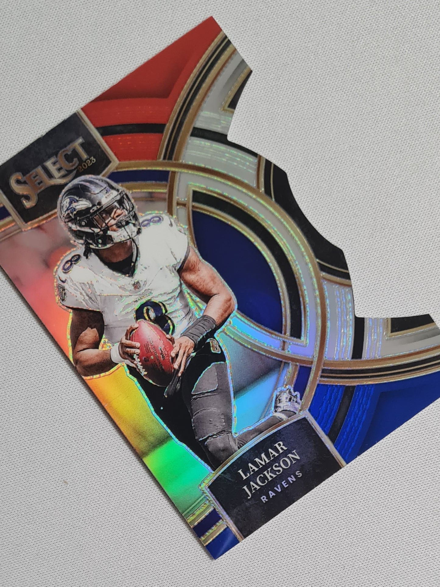 Lamar Jackson - 2023 Panini Select Red & Blue Premier Level Die-Cut #190 Baltimore Ravens