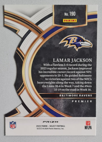 Lamar Jackson - 2023 Panini Select Red & Blue Premier Level Die-Cut #190 Baltimore Ravens