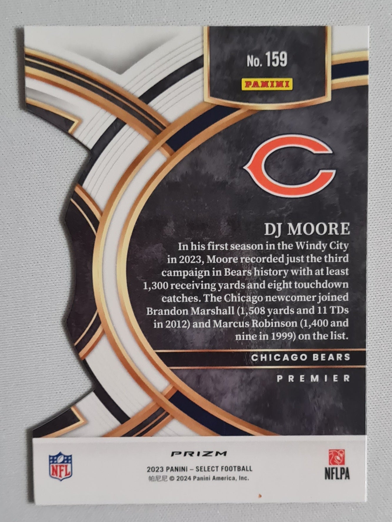 DJ Moore - 2023 Panini Select Die Cut Premier Silver Prizm #159 Chicago Bears
