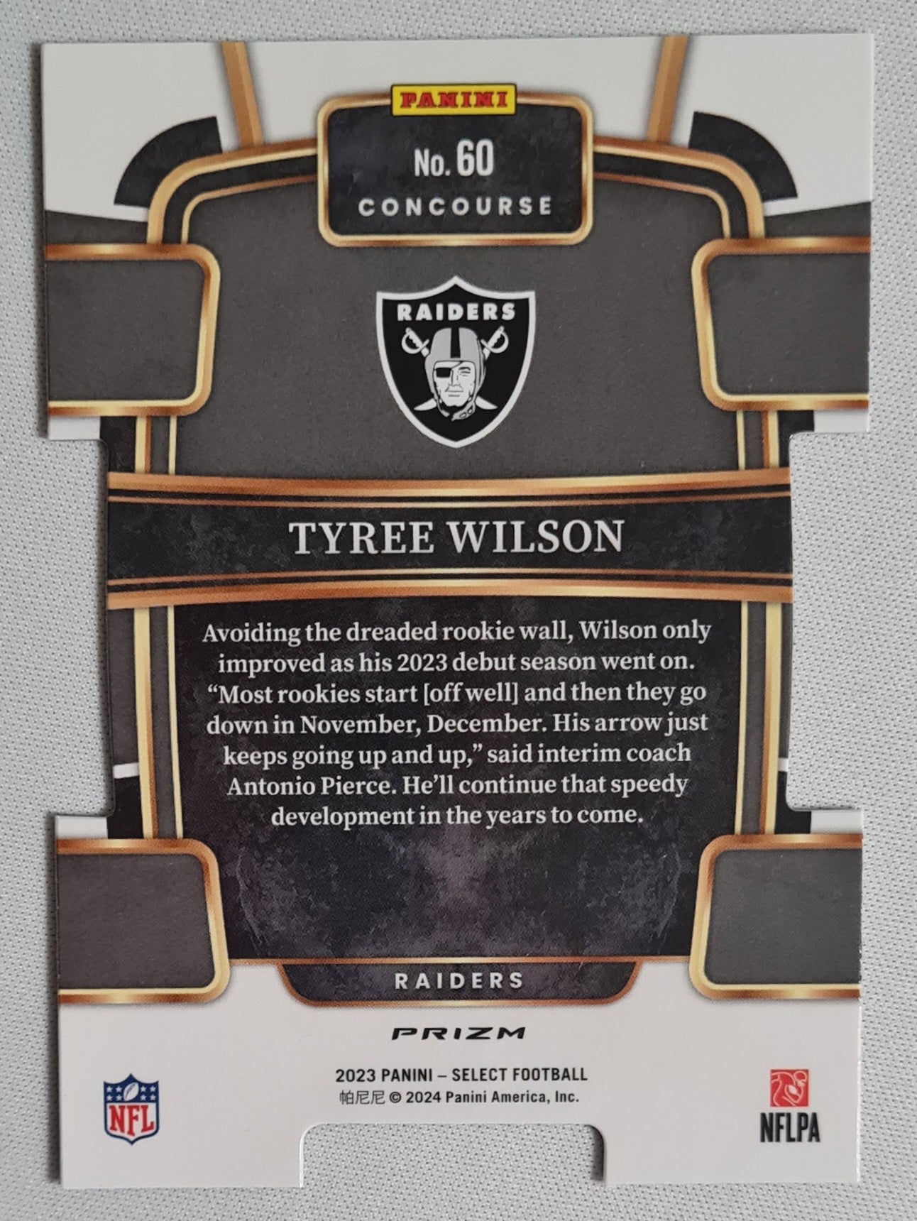 Tyree Wilson - 2023 Panini Select Red & Blue Concourse Die Cut #60 Las Vegas Raiders