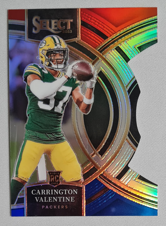 Carrington Valentine - 2023 Panini Select Red & Blue Premier Level Die Cut #118 Green Bay Packers