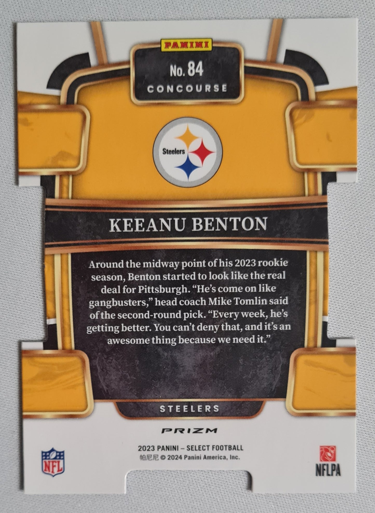 Keeanu Benton - 2023 Panini Select Red & Blue Concourse Die Cut #84 Pittsburgh Steelers