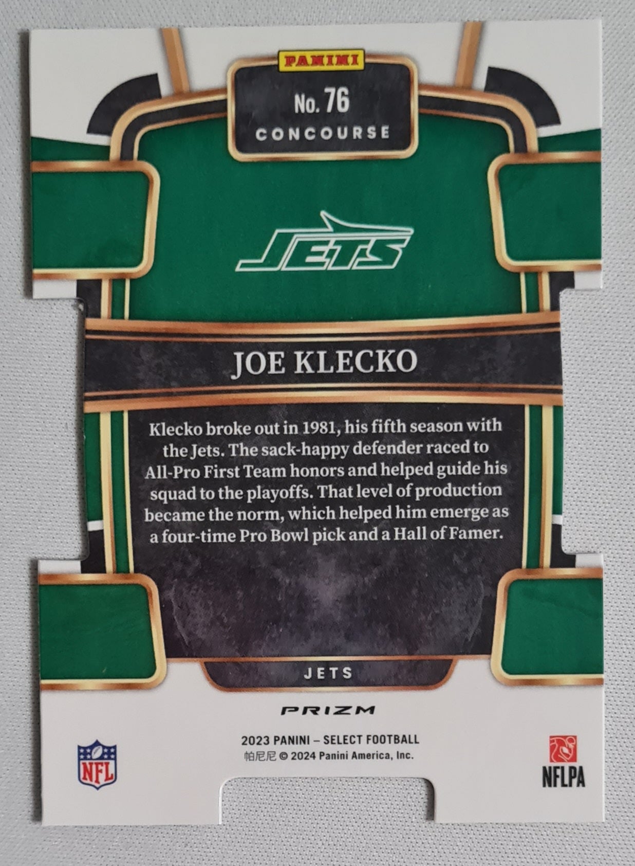 Joe Klecko - 2023 Panini Select Silver Concourse Die-Cut Prizm #76 New York Jets