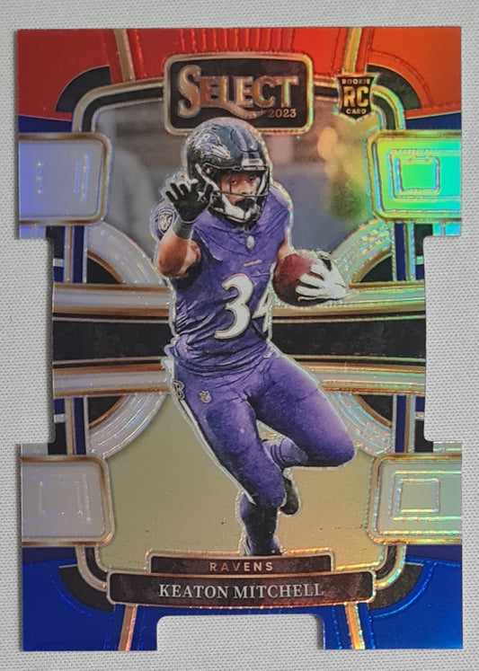 Keaton Mitchell - 2023 Panini Select Red & Blue Concourse Die Cut #10 Baltimore Ravens