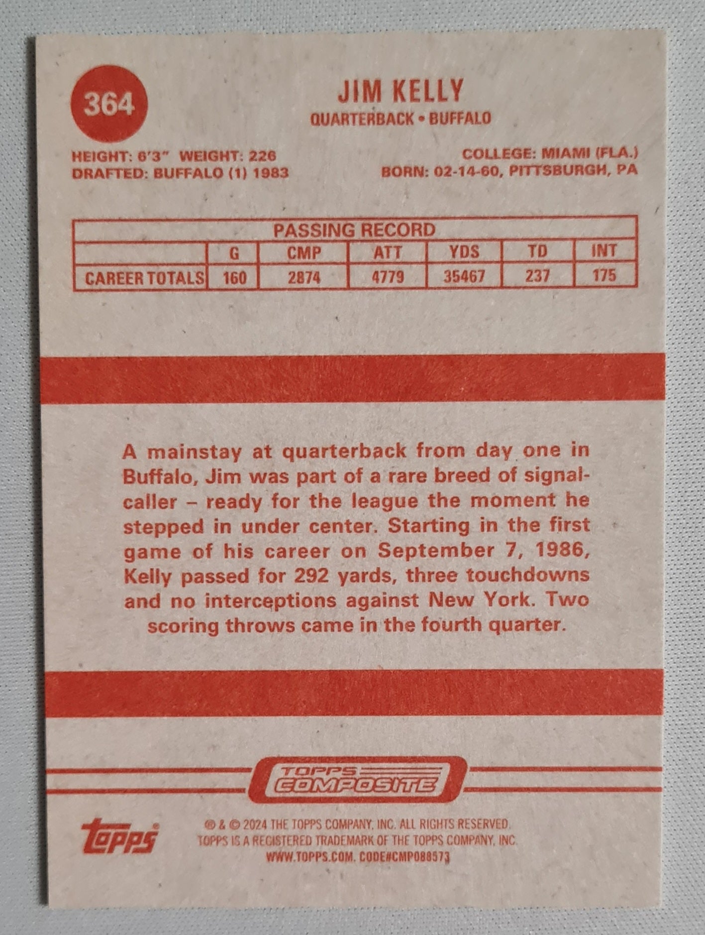 Jim Kelly - 2024 Topps Composite #364 Buffalo Bills