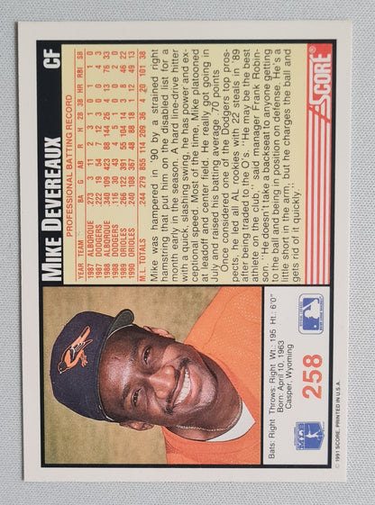 Mike Devereaux - 1991 Score #258 Baltimore Orioles