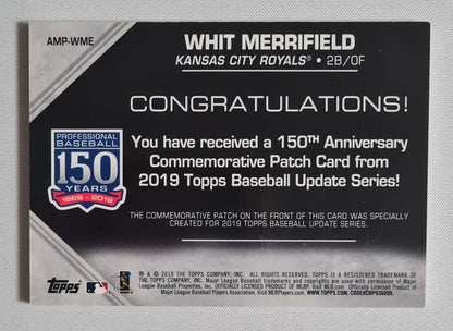 Whit Merrifield - Topps Update 2019 150th Anniversary Commemorative Patch #AMP-WME Kansas City Royals