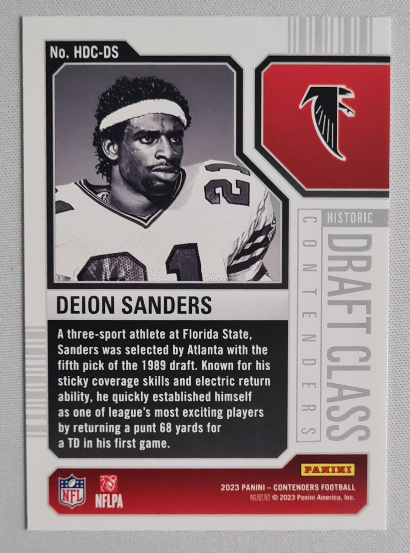 Deion Sanders - 2023 Panini Contenders Historic Draft Class Contenders #HDC-DS Atlanta Falcons