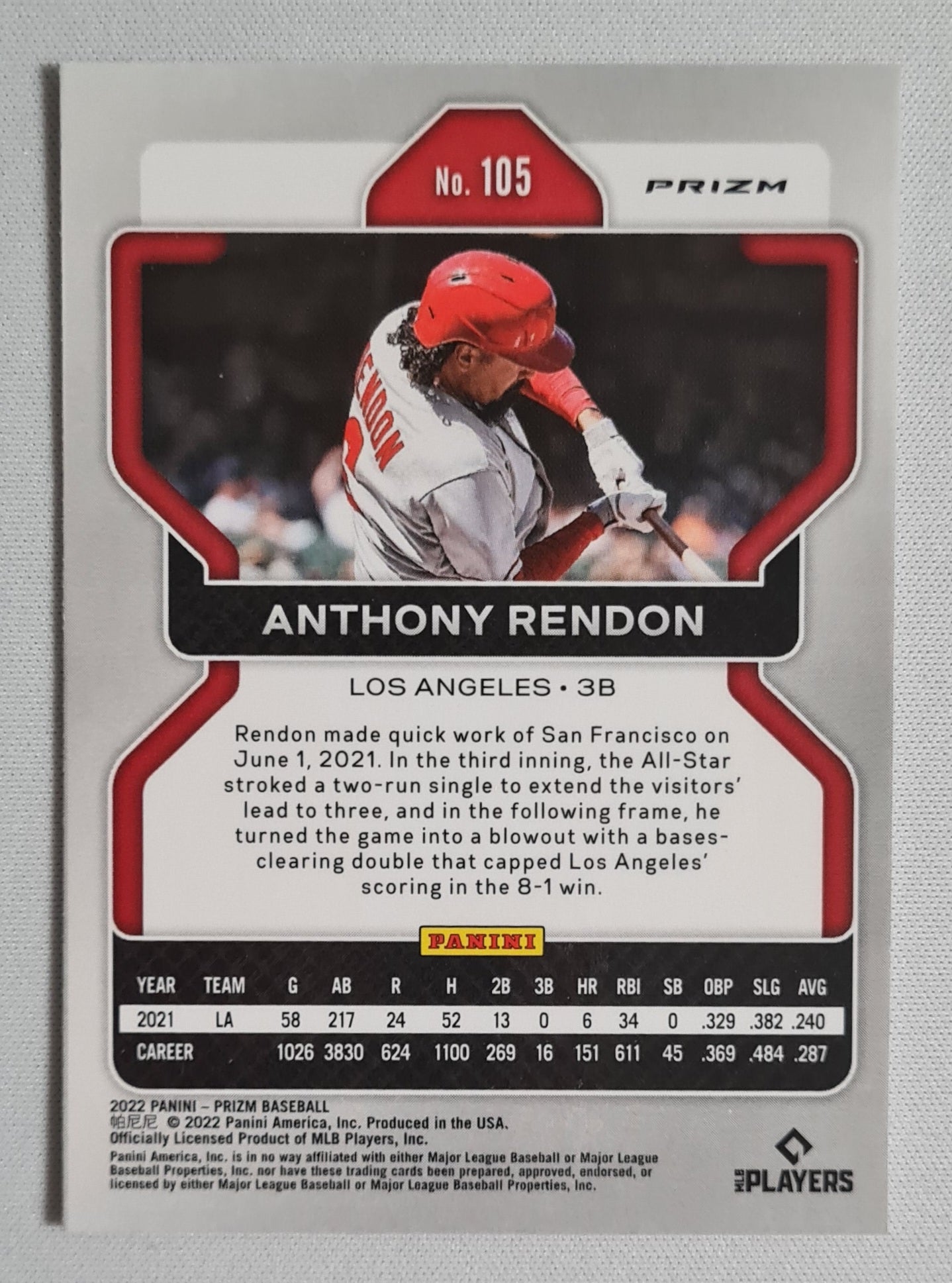 Anthony Rendon - 2022 Panini Prizm White Wave Prizm #105  Los Angeles Angels