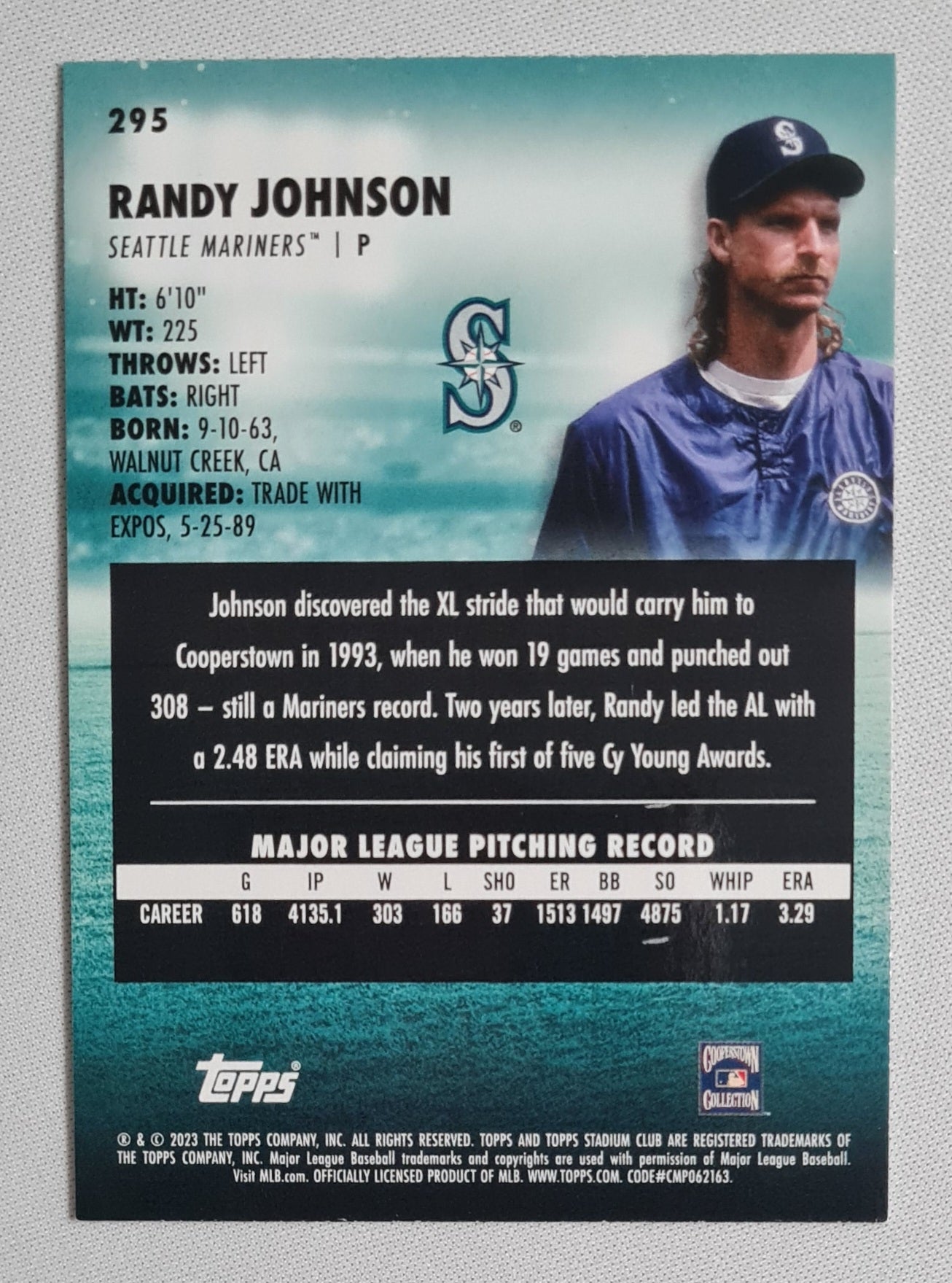 Randy Johnson - 2023 Topps Stadium Club #295 Seattle Mariners