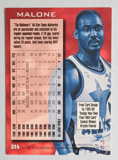 Karl Malone - 1997 Fleer/SkyBox NBA Baseketball All Star Game - Jazz - #314
