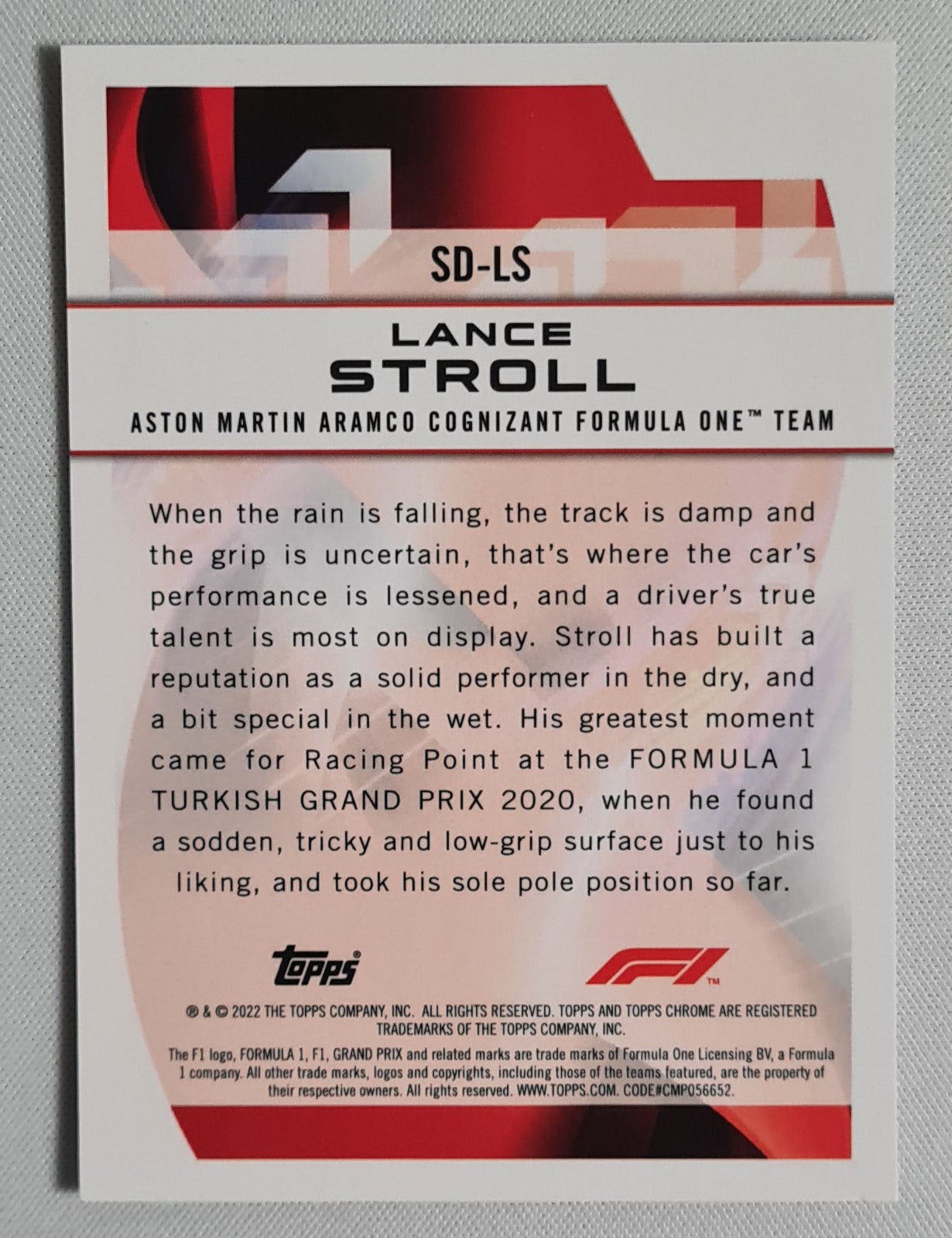 Lance Stroll - 2022 Topps Chrome Aston Martin Speed Demon