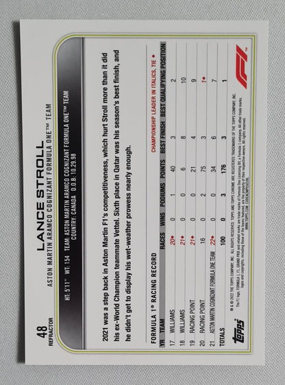 Lance Stroll - 2022 Topps Chrome Aston Martin Refractor #48