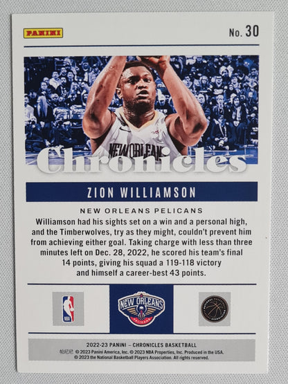 Zion Williamson - 2022-23 Panini Chronicles Basketball NBA Pelicans #30