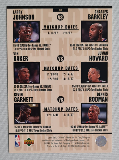 One on One Basketball Match-up - 1996 Upper Deck (featuring: Joe Smith vs Shawn Kemp) #358