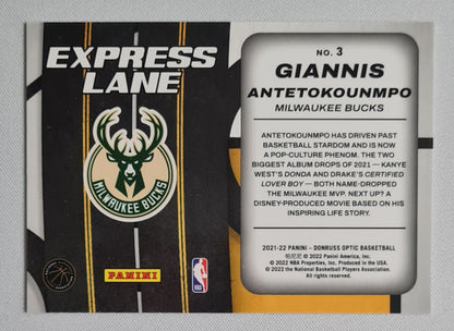 Giannis Antetokounmpo - 2021-22 Panini Donruss Optic Basketball NBA Bucks "Express Lane" #3
