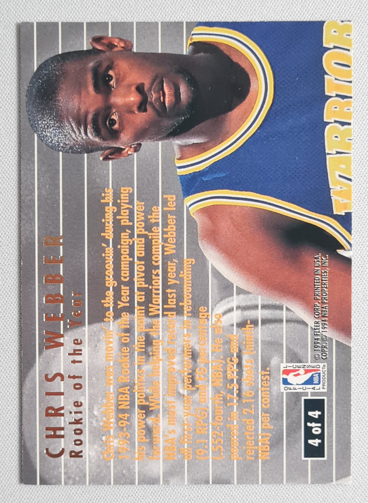 Chris Webber - Fleer 1994/95 Ultra NBA Award Winner #4