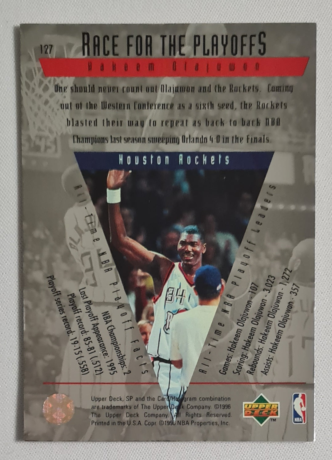 Hakeem Olajuwon - 1996 Upper Deck Race For The Players #127