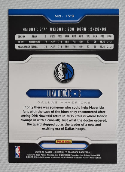 Luka Doncic - 2019-20 Panini Chronicles Playbook Basketball NBA Mavericks #179