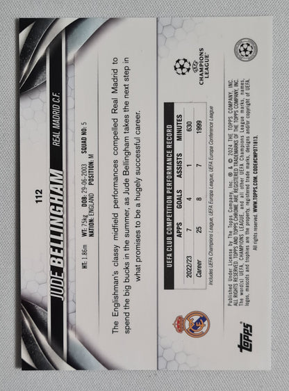 Jude Bellingham - 2023/24 Topps Chrome UEFA Blue Prizm /150 #112 Real Madrid C.F.