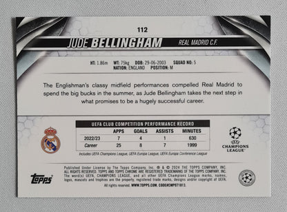 Jude Bellingham - 2023/24 Topps Chrome UEFA Blue Prizm /150 #112 Real Madrid C.F.